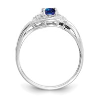 14K White Gold 6x 4 Oval September Sapphire and Diamond Ring view 2