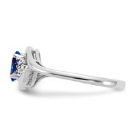14K White Gold 6x 4 Oval September Sapphire and Diamond Ring view 4