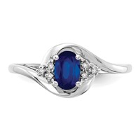 14K White Gold 6x 4 Oval September Sapphire and Diamond Ring view 5