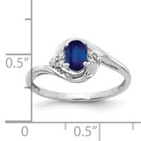 14K White Gold 6x 4 Oval September Sapphire and Diamond Ring view 3