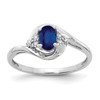 14K White Gold 6x 4 Oval September Sapphire and Diamond Ring view 1
