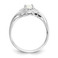 14K White Gold 6x 4 Oval October Opal and Diamond Ring view 2