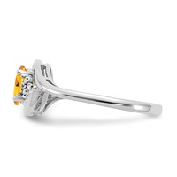 14K White Gold 6x 4 Oval November Citrine and Diamond Ring view 4