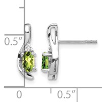 14K White Gold 5x 3 Oval August Peridot and Diamond Post Earrings view 4