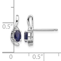 14K White Gold 5x 3 Oval September Sapphire and Diamond Post Earrings view 4