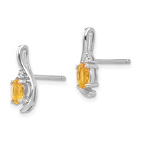 14K White Gold 5x 3 Oval November Citrine and Diamond Post Earrings view 2