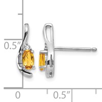 14K White Gold 5x 3 Oval November Citrine and Diamond Post Earrings view 4