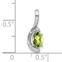 14K White Gold 6x4 Oval August Peridot and Diamond Pendant view 3