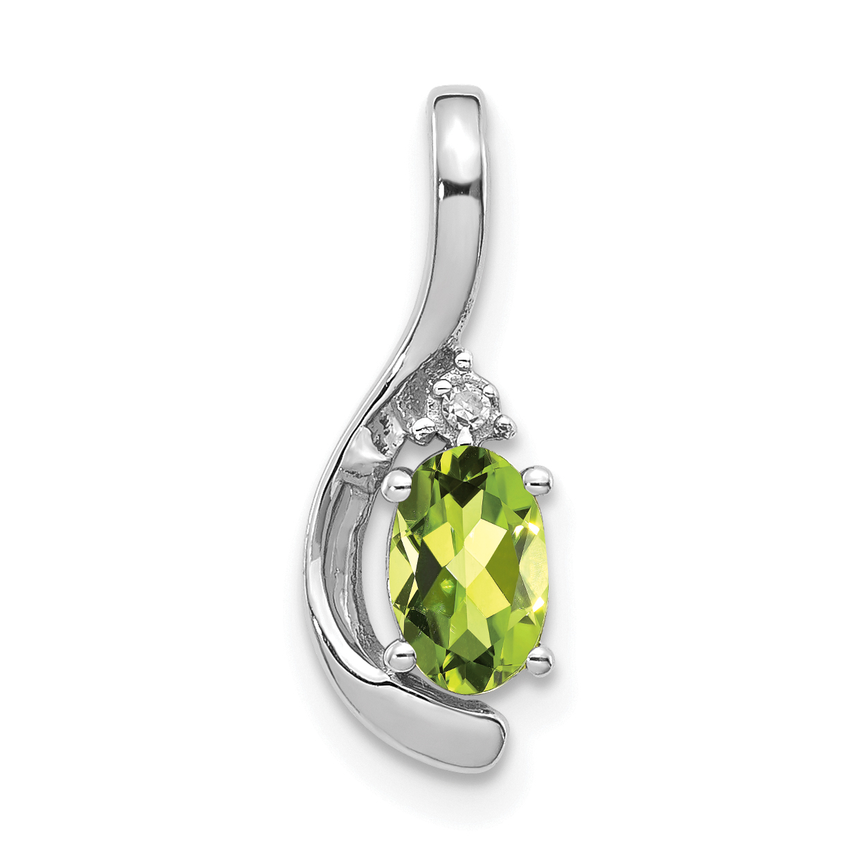 14k White Gold Peridot and Diamond Pendant (XBS399)