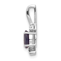 14K White Gold 6x 4 Oval September Sapphire and Diamond Pendant view 2