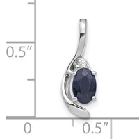 14K White Gold 6x 4 Oval September Sapphire and Diamond Pendant view 3