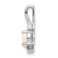 14K White Gold 6x4 Oval October Opal and Diamond Pendant view 2