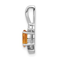 14K White Gold 6x 4 Oval November Citrine and Diamond Pendant view 2