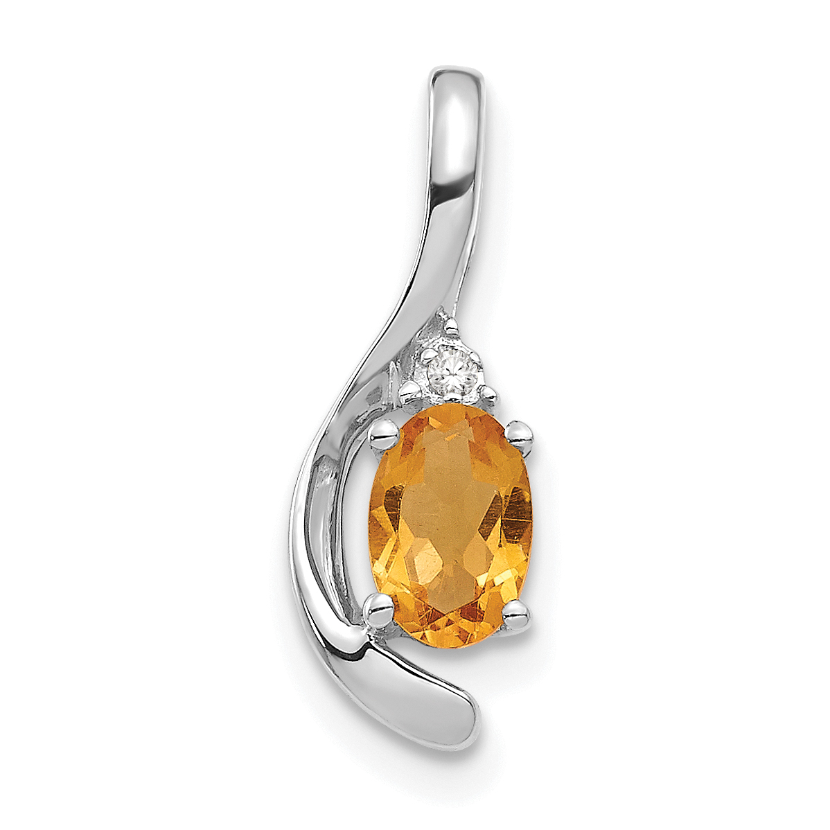 14k White Gold Citrine and Diamond Pendant (XBS402)