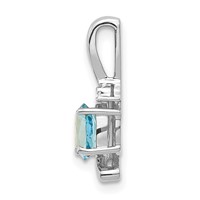 14K White Gold 6x 4 Oval December Blue Topaz and Diamond Pendant view 2