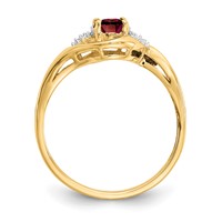 14K Yellow Gold 6x 4 Oval January Garnet and Diamond Ring view 2