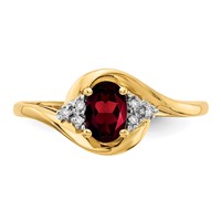 14K Yellow Gold 6x 4 Oval January Garnet and Diamond Ring view 5