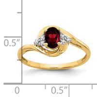 14K Yellow Gold 6x 4 Oval January Garnet and Diamond Ring view 3