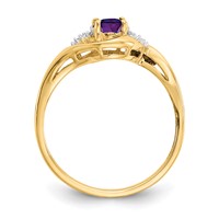 14K Yellow Gold 6x 4 Oval February Amethyst and Diamond Ring view 2