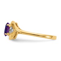 14K Yellow Gold 6x 4 Oval February Amethyst and Diamond Ring view 4