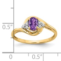 14K Yellow Gold 6x 4 Oval February Amethyst and Diamond Ring view 3