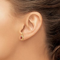 14K Yellow Gold 5x3 Oval January Garnet and Diamond Post Earrings view 3
