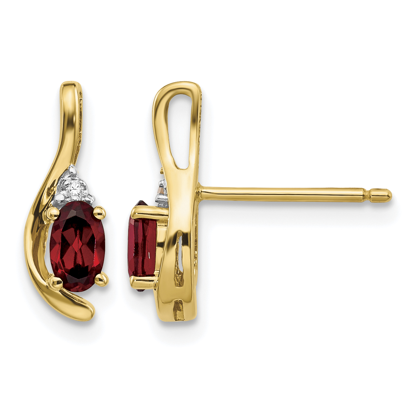 14k Garnet and Diamond Post Earrings (XBS406)