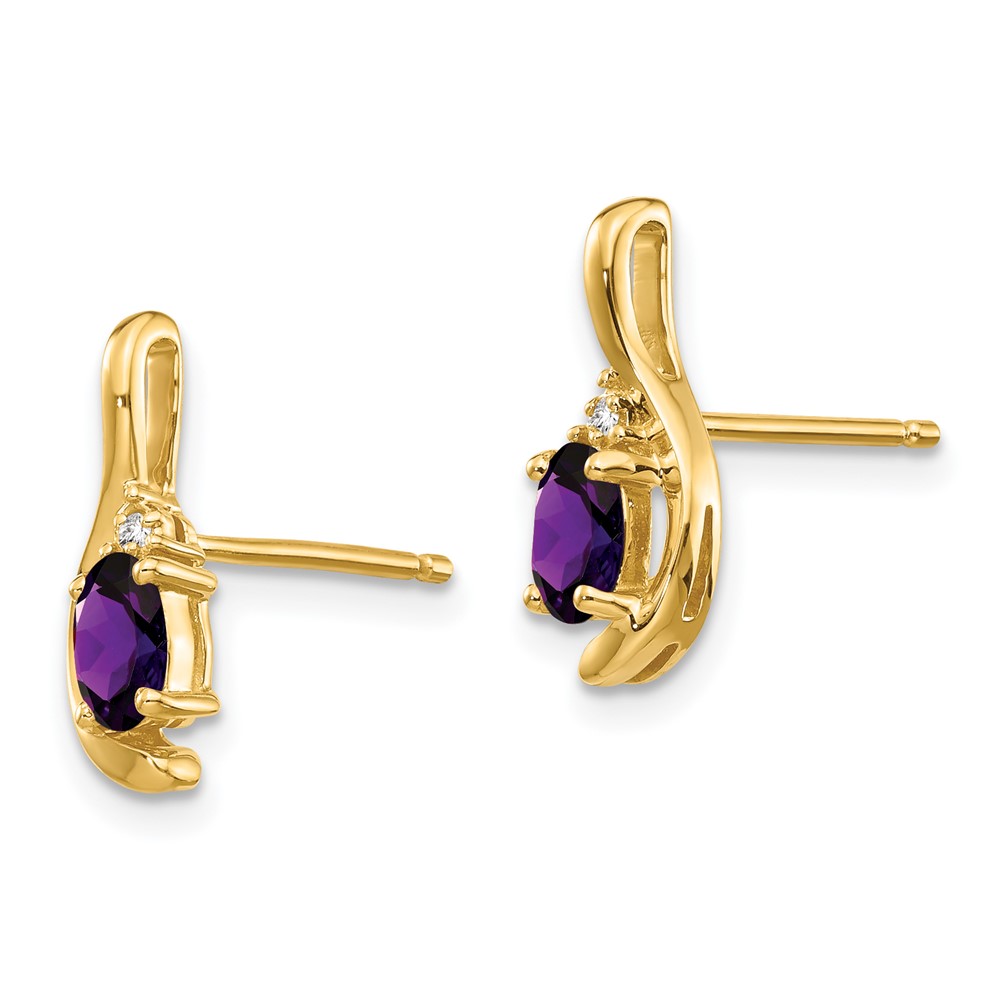 14k Amethyst and Diamond Post Earrings (XBS407)