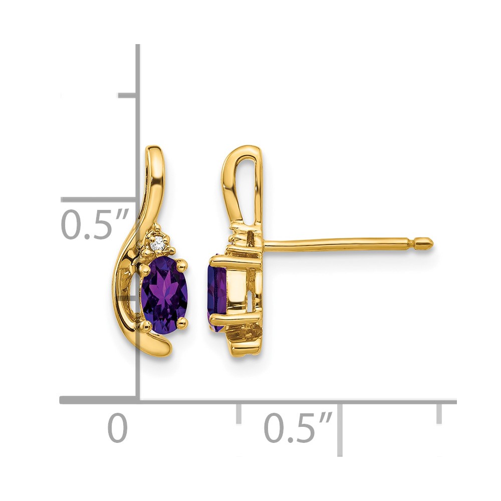 14k Amethyst and Diamond Post Earrings (XBS407)