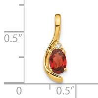 14K Yellow Gold 6x 4 Oval January Garnet and Diamond Pendant view 3