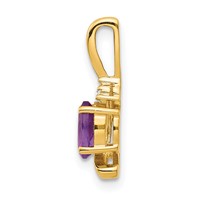 14K Yellow Gold 6x 4 Oval February Amethyst and Diamond Pendant view 2