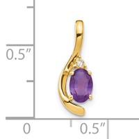 14K Yellow Gold 6x 4 Oval February Amethyst and Diamond Pendant view 3