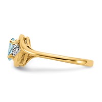 14K Yellow Gold 6x 4 Oval March Aquamarine and Diamond Ring view 4