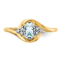 14K Yellow Gold 6x 4 Oval March Aquamarine and Diamond Ring view 5