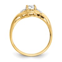 14K Yellow Gold 6x4 Oval April White Topaz and Diamond Ring view 2