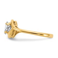 14K Yellow Gold 6x4 Oval April White Topaz and Diamond Ring view 4