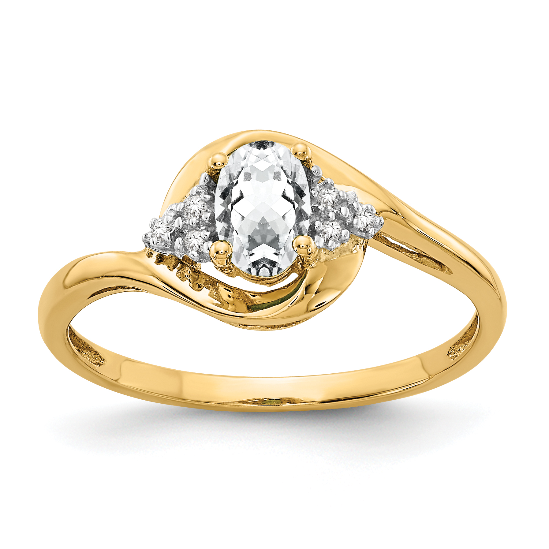 14k White Topaz and Diamond Ring (XBS411)