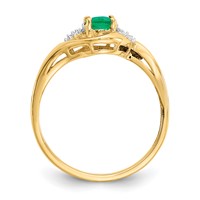 14K Yellow Gold 6x4 Oval May Emerald and Diamond Ring view 2