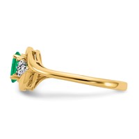14K Yellow Gold 6x4 Oval May Emerald and Diamond Ring view 4