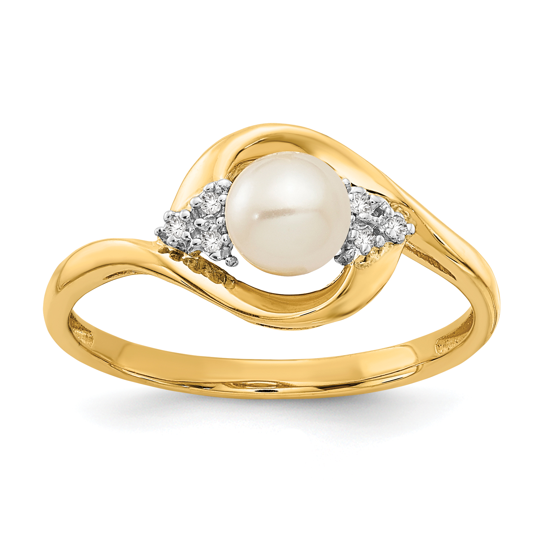 14k FW Cultured Pearl and Diamond Ring (XBS413)