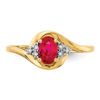 14K 6x4 Oval July Ruby and Diamond Ring view 5