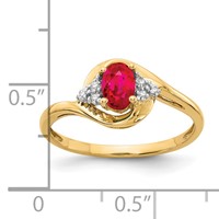 14K 6x4 Oval July Ruby and Diamond Ring view 3
