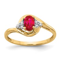 14K 6x4 Oval July Ruby and Diamond Ring view 1