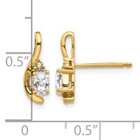 14K Yellow Gold 5x3 Oval April White Topaz and Diamond Post Earrings view 4