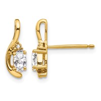 14K Yellow Gold 5x3 Oval April White Topaz and Diamond Post Earrings view 1