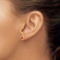 14K Yellow Gold 5x3 Oval July Ruby and Diamond Post Earrings view 4