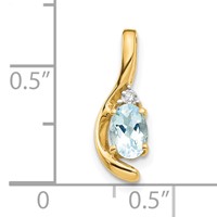 14K Yellow Gold 6x 4 Oval March Aquamarine and Diamond Pendant view 3