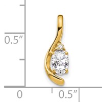 14K Yellow Gold 6x 4 Oval April White Topaz and Diamond Pendant view 3