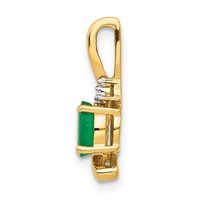 14K Yellow Gold 6x 4 Oval May Emerald and Diamond Pendant view 2