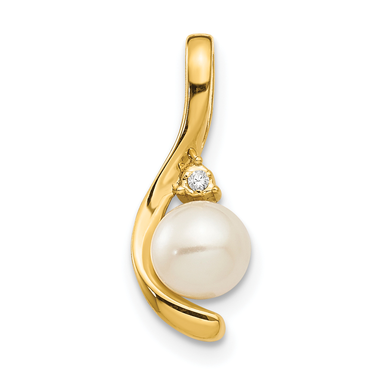 14k FW Cultured Pearl and Diamond Pendant (XBS423)